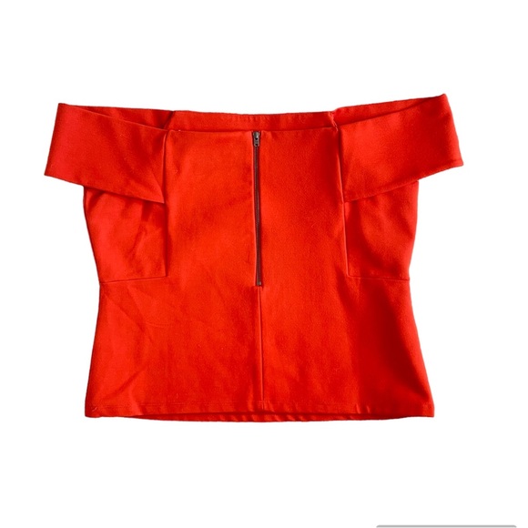 NWT Anthropologie | Deletta Ponte Off Shoulder Top Orange Cropped Women Large - Picture 5 of 7